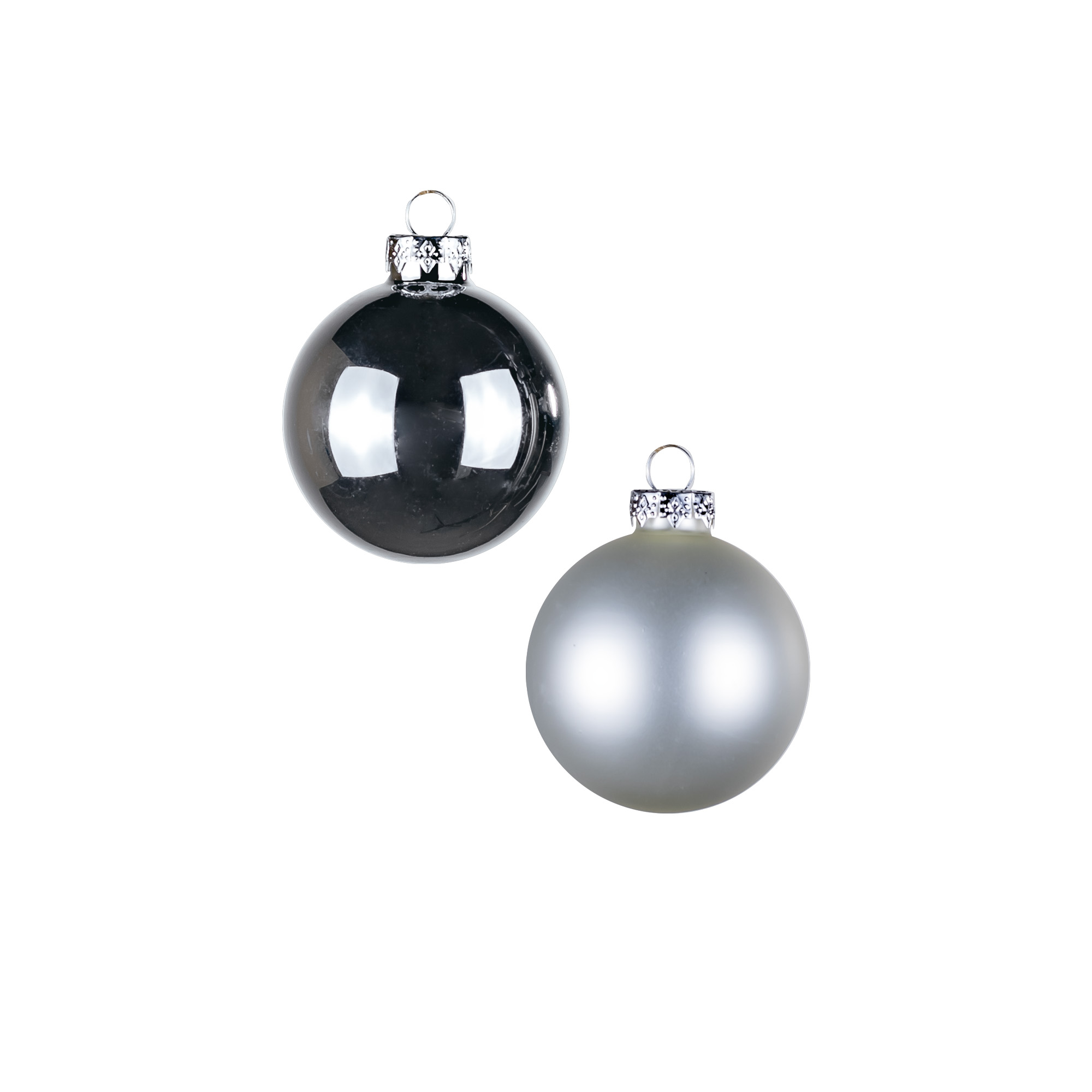 Glass christmas balls, plain , 20pcs, Silver